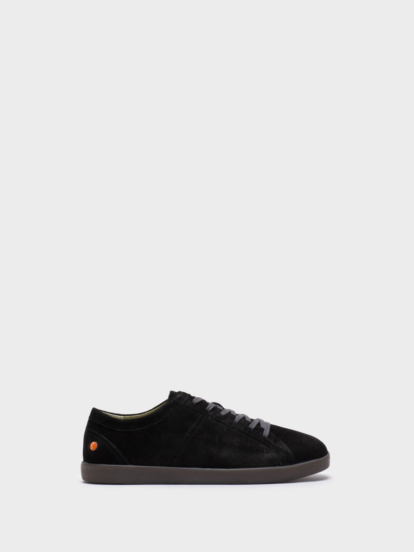 Softinos Black Leather Lace-up Trainers